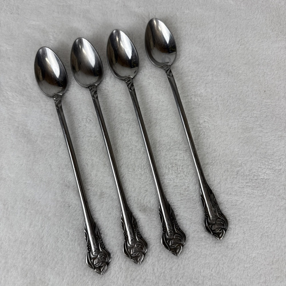Grand Prix French Rose Stainless Satin Handle Tea Spoon Flatware Japan 7.75"